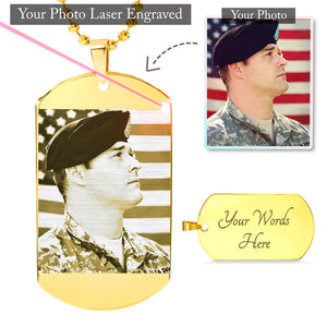 Personalize this luxury military necklace with your own photo. Works great on a mobile phone!