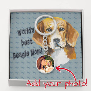 Personalized Circle Photo Keychain | Beagle Mom