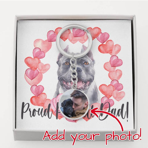 Personalized Circle Photo Keychain | Proud Pitbull Dad