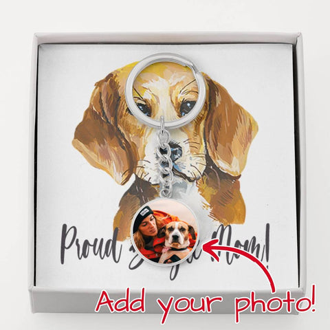 Personalized Circle Photo Keychain | Proud Beagle Mom
