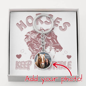 Personalized Circle Photo Keychain | Horse Lover Gift