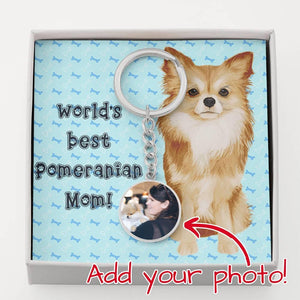 Personalized Circle Photo Keychain | Pomeranian Mom