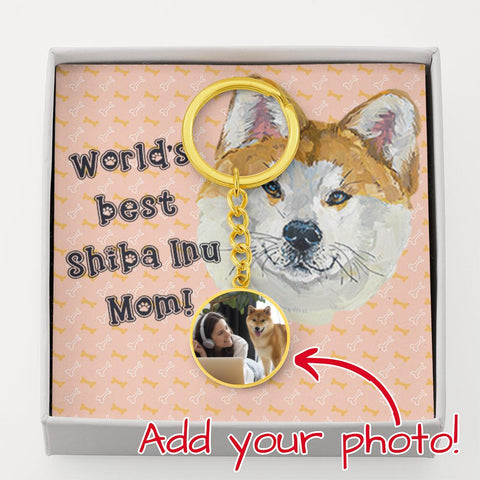 Personalized Circle Photo Keychain | Shiba Inu Mom