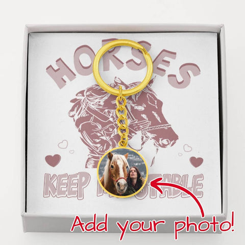 Image of Personalized Circle Photo Keychain | Horse Lover Gift
