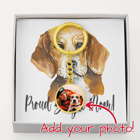 Personalized Circle Photo Keychain | Proud Beagle Mom