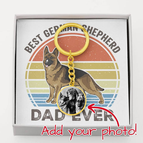Personalized Circle Photo Keychain | German Shepherd Dad