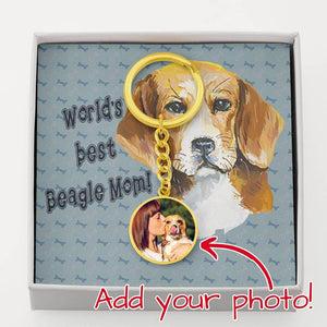 Personalized Circle Photo Keychain | Beagle Mom