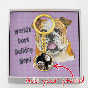 Personalized Circle Photo Keychain | Bulldog Mom
