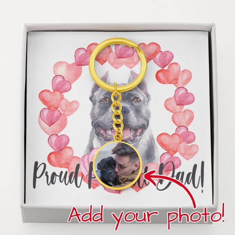 Personalized Circle Photo Keychain | Proud Pitbull Dad