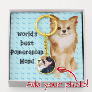 Personalized Circle Photo Keychain | Pomeranian Mom