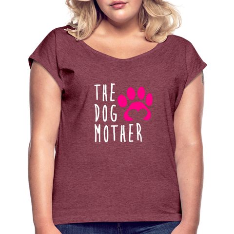 Image of The Dog Mother Women's Roll Cuff T-Shirt - heather burgundy