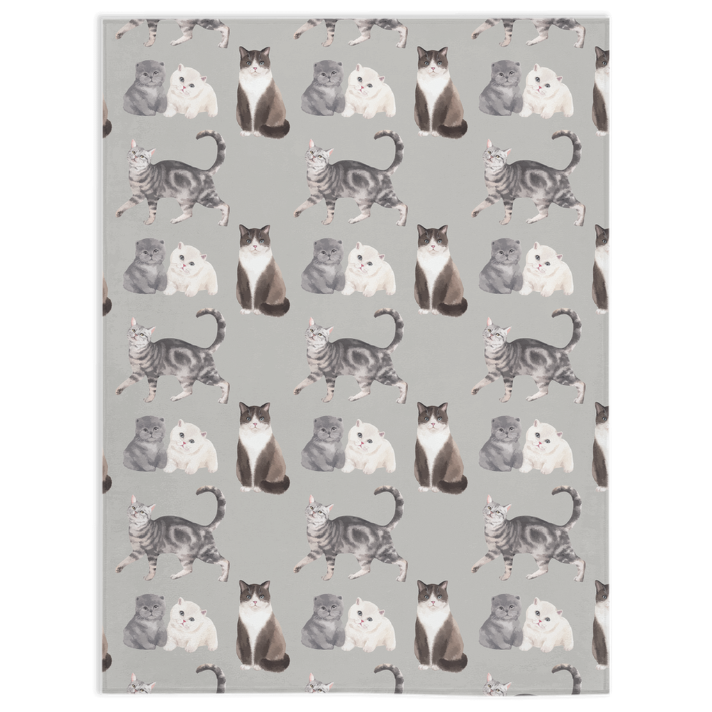 Minky Blanket with Watercolor Cute Cats Design