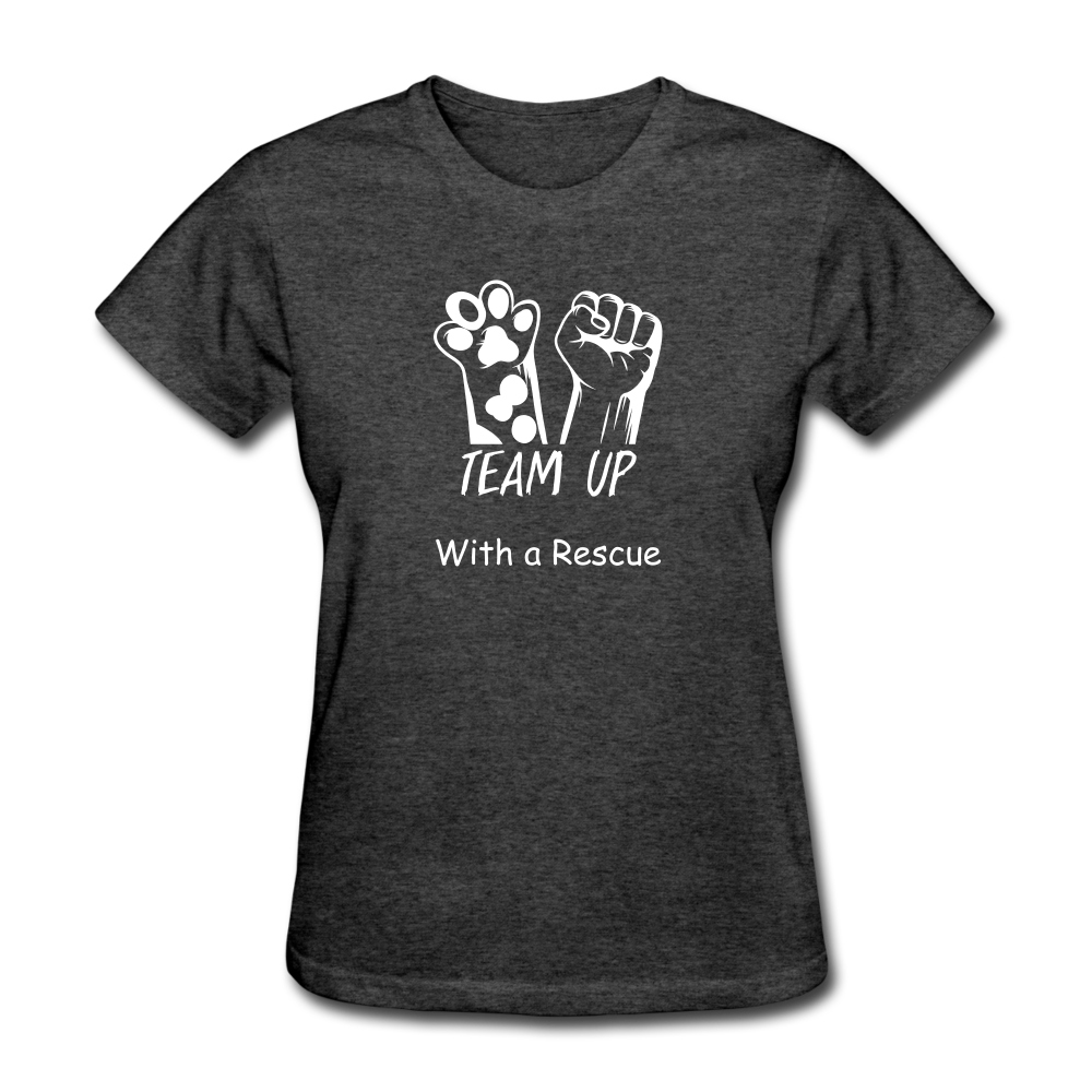 Team Up with a Rescue Women's T-Shirt - heather black