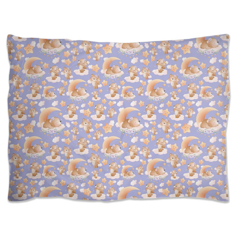 Image of Soft Lilac Pillow Shams with Cute Sleeping Baby Bear Design