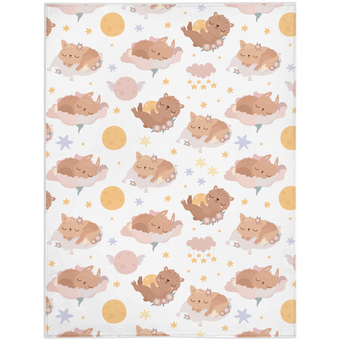 Image of Minky Blanket with Sleeping Cute Animals