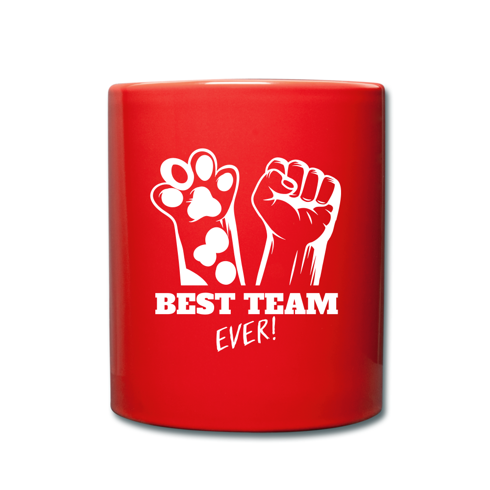 Team Up Against Over-Vaccination! Full Color Mug - red