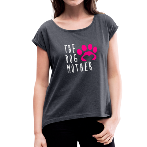 Image of The Dog Mother Women's Roll Cuff T-Shirt - navy heather