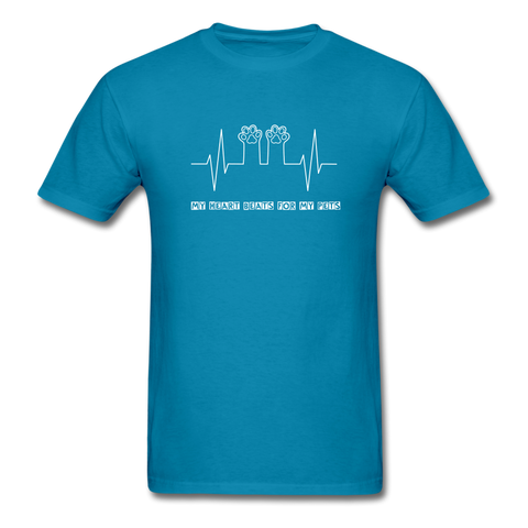 Image of My heart beats for my pets Men's T-Shirt - turquoise