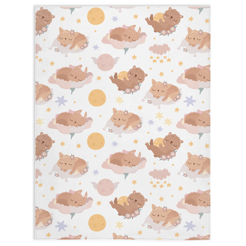 Image of Minky Blanket with Sleeping Cute Animals