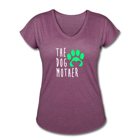 Image of The Dog Mother - Women's Tri-Blend V-Neck T-Shirt - heather plum