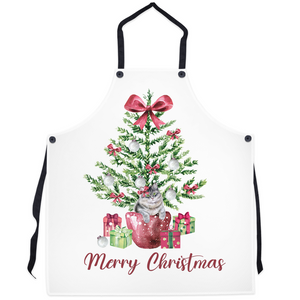 Apron with Watercolor Christmas Tree Design