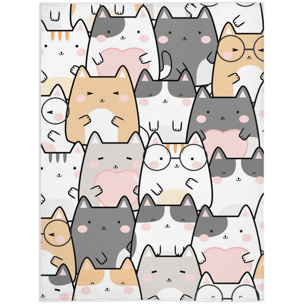 Kawaii Cats Design Minky Blankets