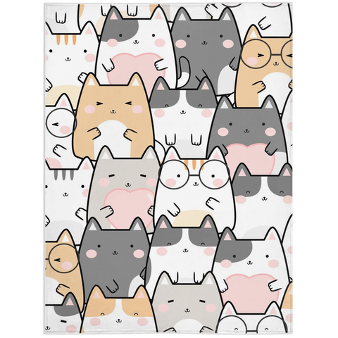Image of Kawaii Cats Design Minky Blankets