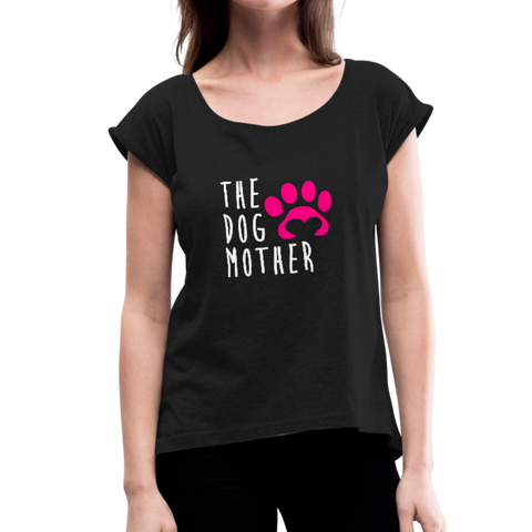 Image of The Dog Mother Women's Roll Cuff T-Shirt - black