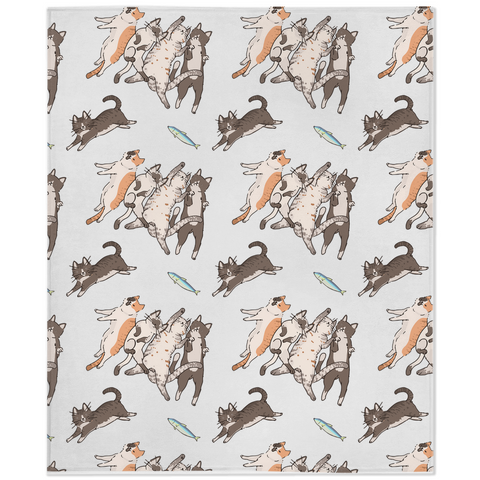 Image of Minky Blanket With Cat Pattern Design