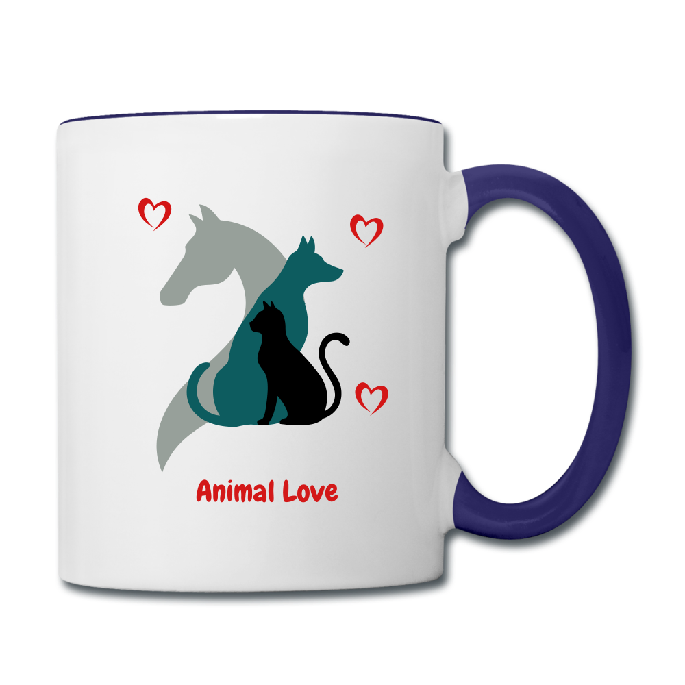 Animal Love - Contrast Coffee Mug - white/cobalt blue