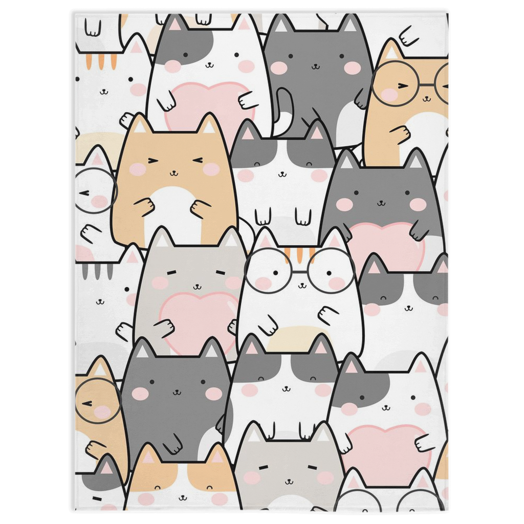 Kawaii Cats Design Minky Blankets