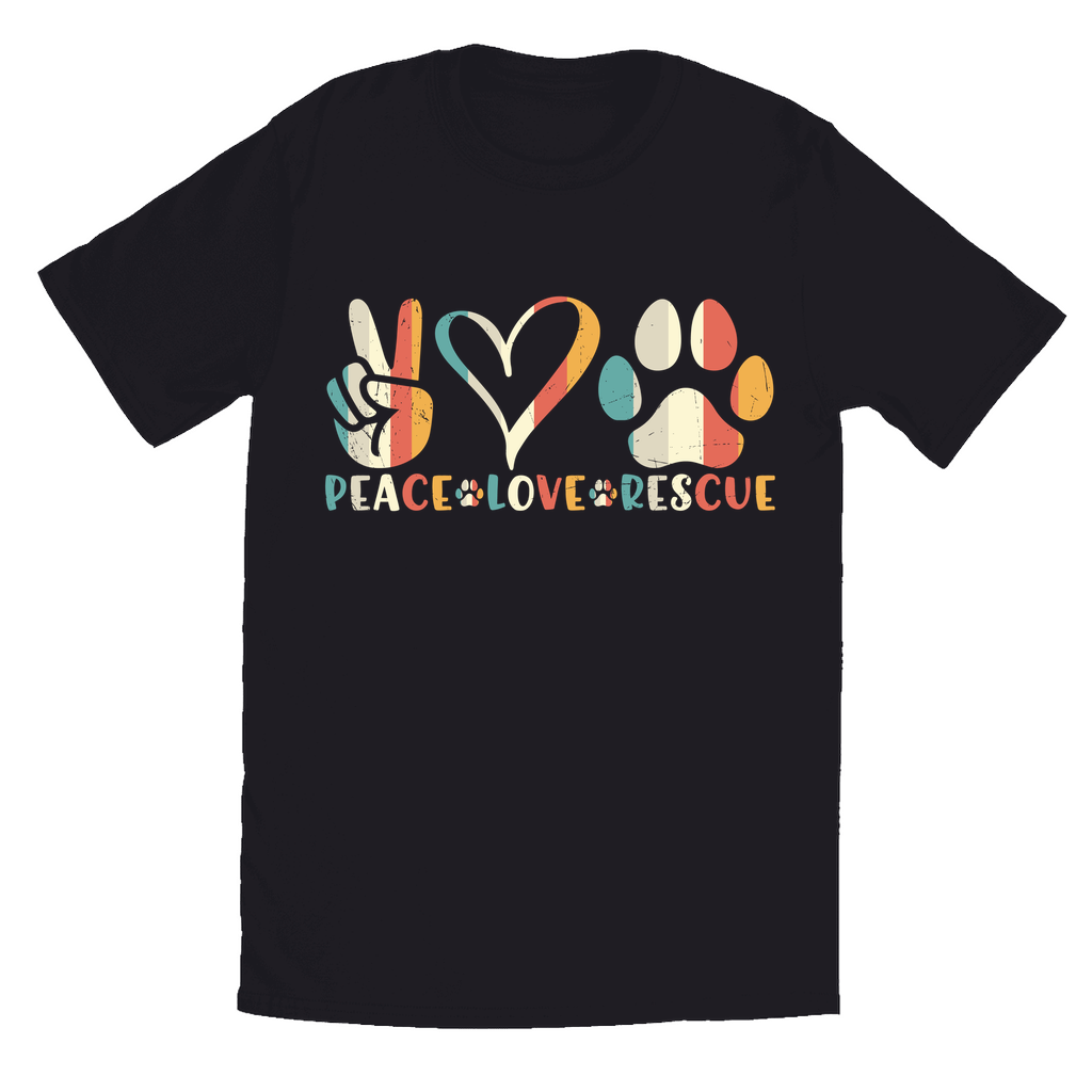 Black T-Shirt | Peace-Love-Rescue