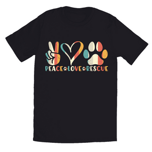 Black T-Shirt | Peace-Love-Rescue