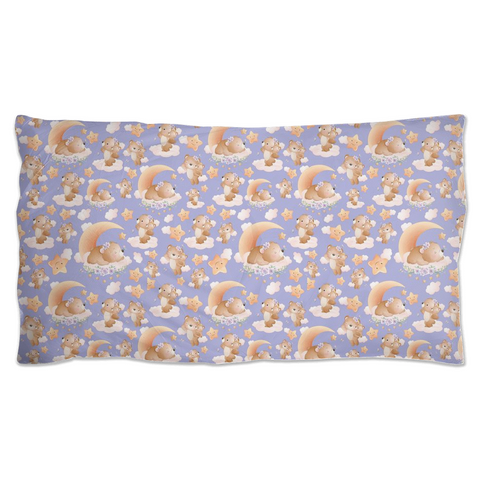 Image of Soft Lilac Pillow Shams with Cute Sleeping Baby Bear Design