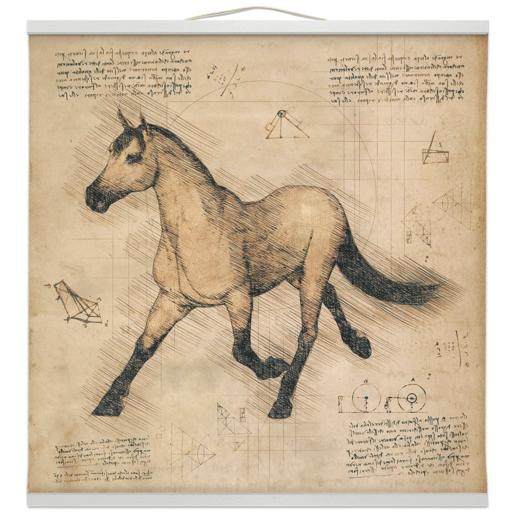 Running Horse Drawing Hanging Canvas Prints