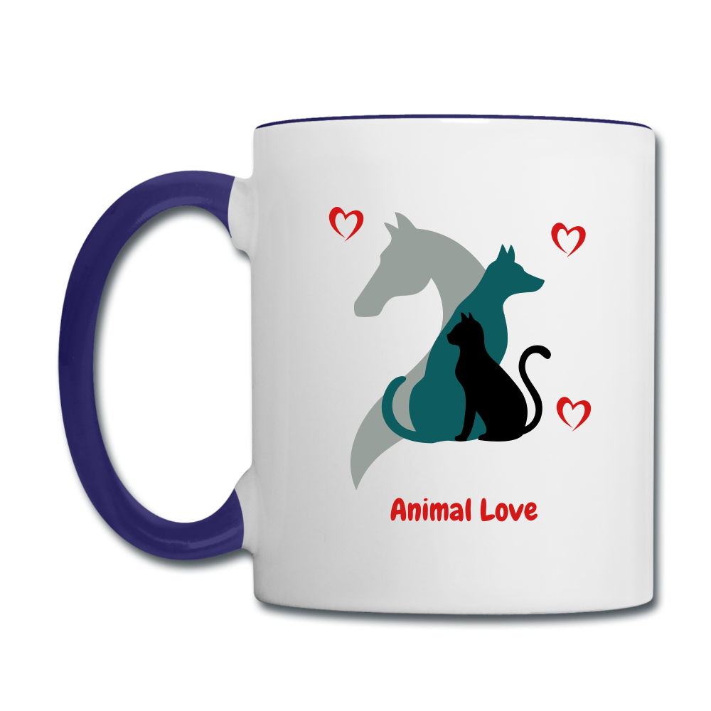 Animal Love - Contrast Coffee Mug - white/cobalt blue