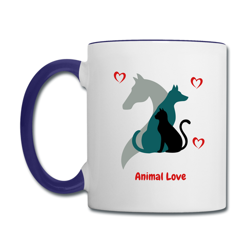 Image of Animal Love - Contrast Coffee Mug - white/cobalt blue
