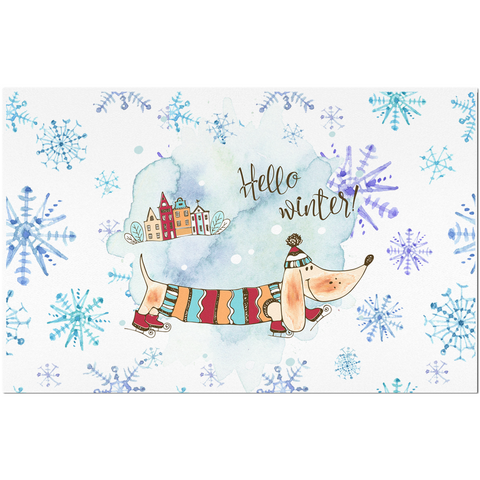 Image of Hello Winter Dachshund Lovers Placemats Wiener Dog Lover Gift
