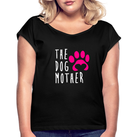 Image of The Dog Mother Women's Roll Cuff T-Shirt - black