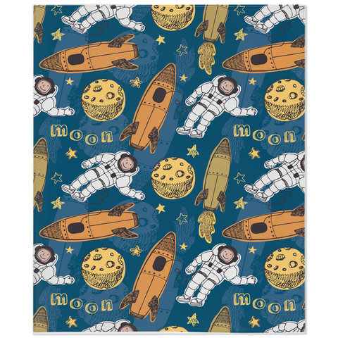 Image of Minky Blanket With Cartoon Astronaut Design