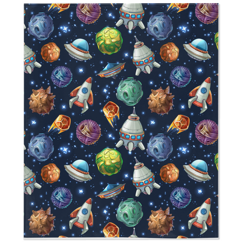 Image of Minky Blanket with Outer Space Design