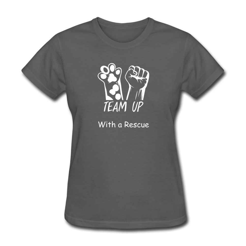 Team Up with a Rescue Women's T-Shirt - charcoal