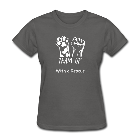 Image of Team Up with a Rescue Women's T-Shirt - charcoal