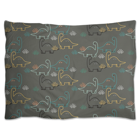 Image of Dark Green Pillow Shams with Dinosaurs