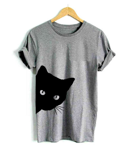 Image of Cat Looking Out Side Print Women's T-shirt