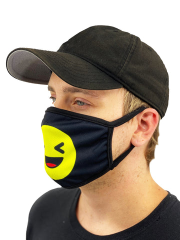 Image of Laughing Emoji Face Mask With Filter Pocket