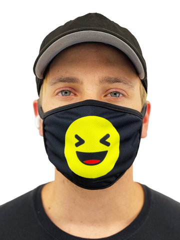 Image of Laughing Emoji Face Mask With Filter Pocket