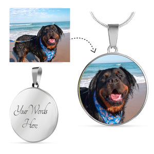 Add your favorite pet image to this beautiful high quality necklace | Engrave a message on the back.