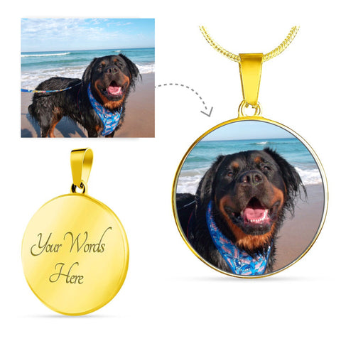 Image of Add your favorite pet image to this beautiful high quality necklace | Engrave a message on the back.