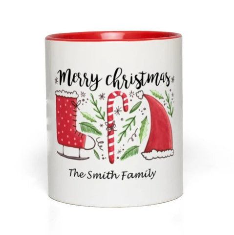 Merry Christmas Accent Mugs - with  Personalization